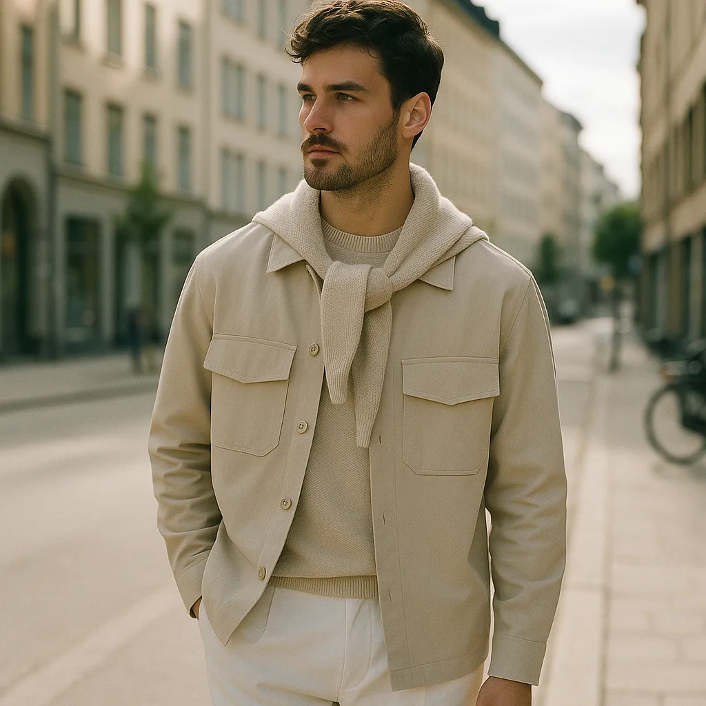 Minimalistisk herrlook som visar herrmodetrender 2026 i skandinavisk stil
